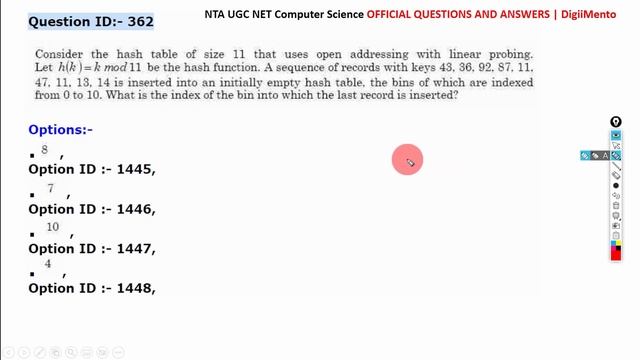 NTA UGC NET Computer Science Paper 2 Official Answer keys Set 1 Oct 2022