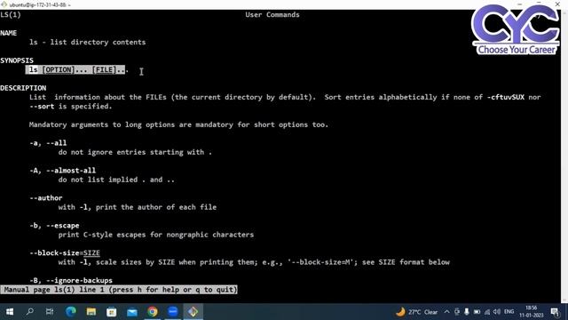 Linux Free Class 7 | Best Linux training institute in Hyderabad | CYC | Vanya Raj