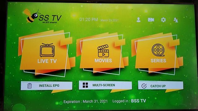 Log in to the BSS TV app