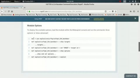 exploiting vsftpd-2.3.4 vulnerability - Kali Linux