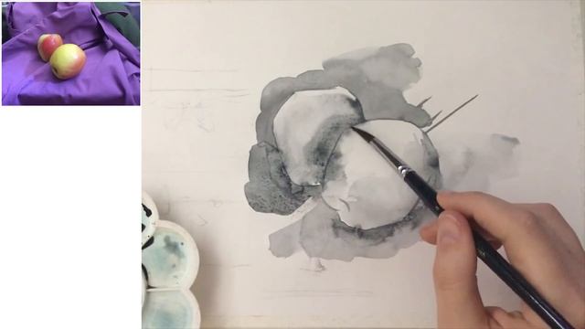 Школа рисования АНУРИСУЙ! 2 неделя. ЖИВОПИСЬ! Пишем два яблока акварелью. ГРИЗАЙЛЬ. АКВАРЕЛЬ смотреть онлайн