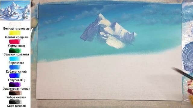 Зимний день. Горы и домик. Как нарисовать пейзаж АКРИЛ | Сезон 4-9 | Мастер-класс ДЕМО смотреть онлайн