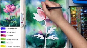 «Цветы. Анемон» как нарисовать АКВАРЕЛЬ | Сезон 2-7 |Мастер-класс для начинающих