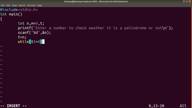 Linux C Program to find weather a given number is Palindrome or not