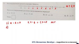 ОГЭ. Математика. Задание 7. На координатной прямой отмечено число а ...