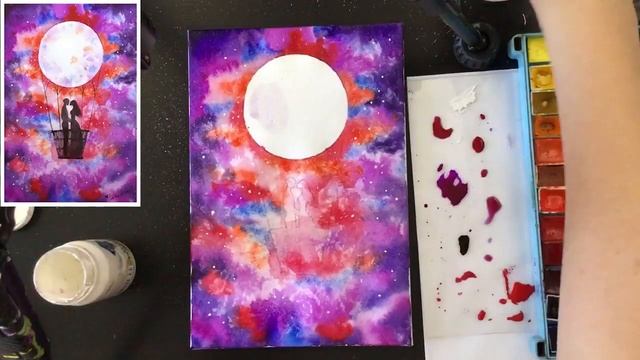 «Открытка. Космос, луна, романтика» как нарисоватьАКВАРЕЛЬ | Сезон 1 | Часть 5 |Мастер-класс смотреть онлайн