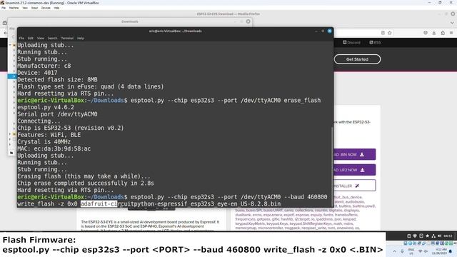 Install CircuitPython firmware on YD-ESP32-S3-EYE using esptool
