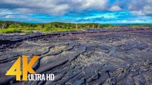 4K Aerial Relax Video - Amazing Lava Fields of Big Island from the Height of Bird's Flight