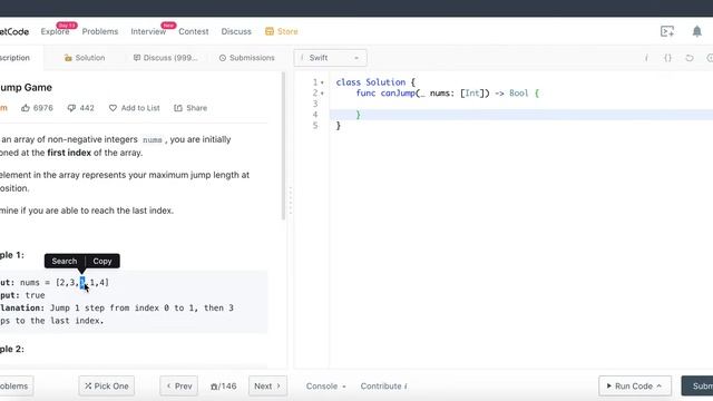 Leetcode 55. Jump Game - Swift solution (Swift Programming, Algorithm and Data Structure)