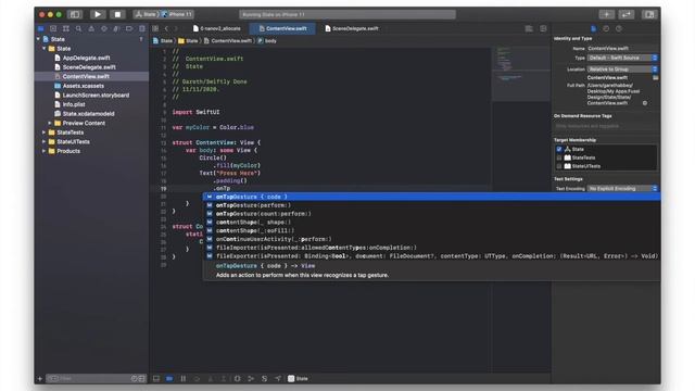 Xcode SwiftUI : @State - Learning how to use SwiftUI's state property and management.