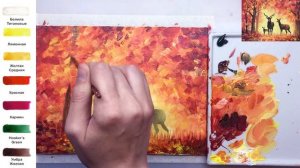 Осенний лес. Олени. Как нарисовать пейзаж АКРИЛ! Сезон 6-15 | Мастер-класс ДЕМО