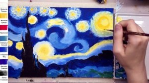 Звёздная ночь. Как нарисовать АКРИЛ! Сезон 7-11 | Мастер-класс ДЕМО