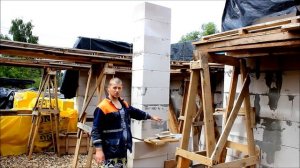 Ремонт  поврежденной  колонны.  Стоим дом из газобетона своими руками.