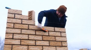Зимнее строительство КИРПИЧНОГО ДОМА \ Правильная кладка облицовки и блока поротерм