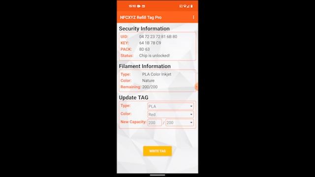 XYZ Da Vinci 3D Printing Writing YOUR Own NFC Filament Tags Using An APP On Your Mobile Phone