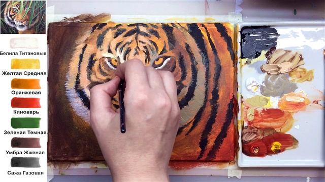 Тигр в джунглях. Как нарисовать АКРИЛ! Сезон 8-15 | Мастер-класс ДЕМО смотреть онлайн