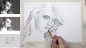 "Портрет по фото", как нарисовать ПРОСТОЙ КАРАНДАШ! Мастер-класс, сетка переноса