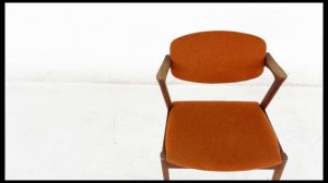 Kai Kristiansen Mid Century Orange Teak Z Dining Chairs - Set of 8