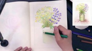 "Летний букет" как нарисовать  КАРАНДАШИ цветные акварельные