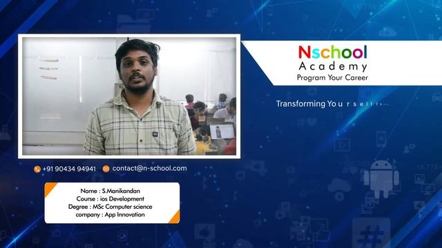 Manikandan Successfully Completed the iOS App Development Course | Employed by an App Innovation