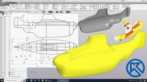 Моделирование корпуса и рубки "желтой субмарины" в Компас-3D