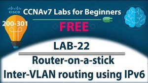 Router on a stick Inter VLAN routing Using IPv6 - Lab22 | Free CCNA 200-301