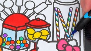 Coloring Hello Kitty & Tippy Candy Shop Coloring Page Prismacolor Markers | KiMMi THE CLOWN