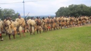 His Majesty King Mswati 111 dances with Regiments at Buhleni Royal Residence  Little Incwala