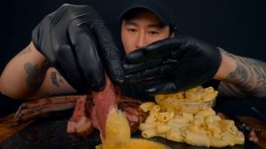 ASMR CHEESY TOMAHAWK STEAK & MAC N CHEESE MUKBANG 먹방 | COOKING & EATING SOUNDS | Zach Choi ASMR