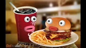 The annoying orange cola and burger