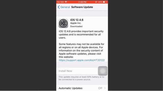 Updates for iPhone 5s IOS 12.4.6