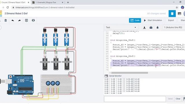 Tinkercad Simulasi 2 dan 3 DOF Robot Planar смотреть онлайн