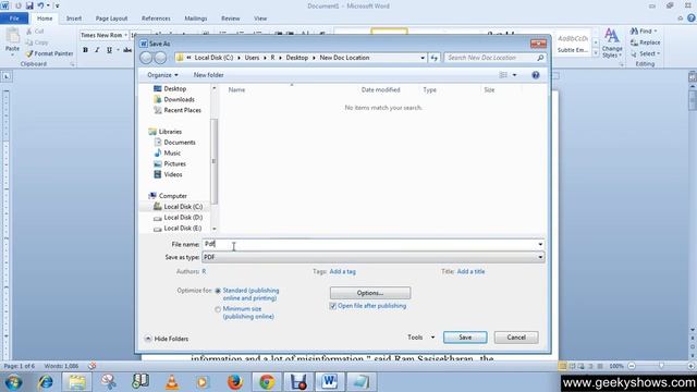 Microsoft Office Word 2010 Save Doc file as PDF