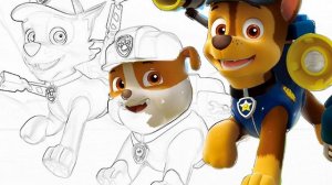 Раскрашиваем Щенячий Патруль Райдер Маршал Гончик Волшебная Раскраска для детей