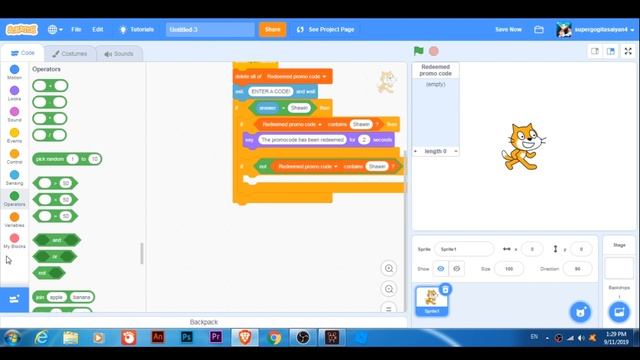 How to make a redeemable code on scratch