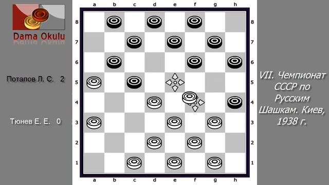 Тюнев Е. Е. - Потапов Л. С. VII. Чемпионат СССР по Русским Шашкам. Киев, 1938 г. смотреть онлайн
