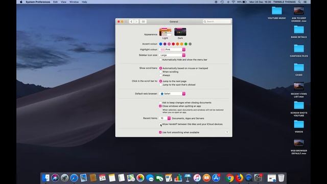 HOW TO DISABLE OR ENABLE ALLOW HANDOFF BETWEEN THIS MAC AND YOUR ICLOUD DEVICES IN MAC OS MOJAVE