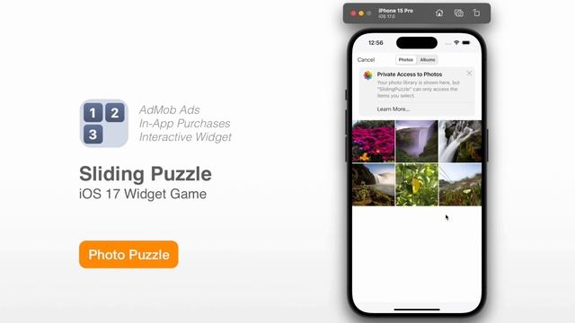 Sliding Puzzle - iOS 17 Widget Game | SwiftUI Puzzle Game Source Code - Xcode Project