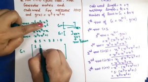 U5L7.5 | Non-Systematic Cyclic Code Using Generator Matrix | Generator Matrix for  Cyclic code