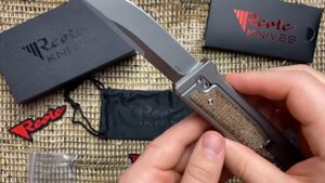 Reate Exo-M Drop Point Titanium Burlap Micarta CPM-3V