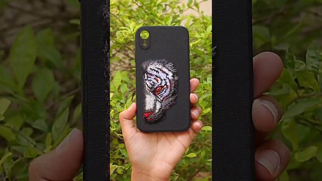 Black Leather Red Lion Ornamented for Apple iPhone XR