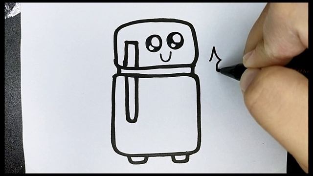 How to Draw a Cute Fridge | SUPER EASY DRAWING REFRIGERATOR FOR KIDS