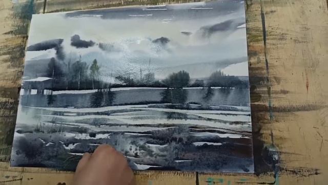 Watercolor in one stroke of the brush!  Акварель на одном взмахе кисти.