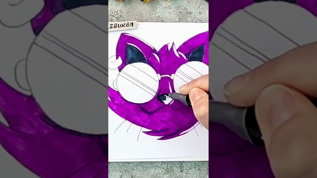 Рисуем стикер-наклейку с котом. Рисунок маркерами