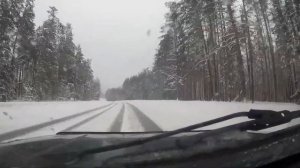 Ленинградская область. Снежная дорога. Car winter landscapes. 1 min of relax.