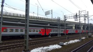 Электропоезд ЭТ2М-113 на новой платформе Ховрино, Ленинградское направление Окт ЖД