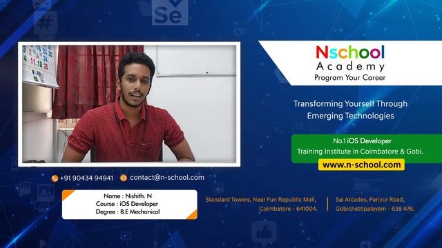 Nishith successfully completed his IOS App Development course at N-school Academy.