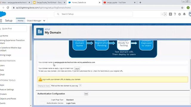 23 My Domain to create custom Domain for salesforce url in lightning | Salesforce Training Videos