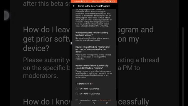 Enrollment in Asus Rog 5 Beta Testing