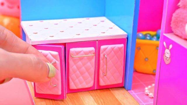 Building Pink Unicorn House with Bedroom , Kitchen , Makeup Set from Cardboard | ❤️ DIY  Mini House